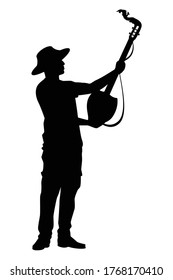 A musician with mandarin silhouette vector