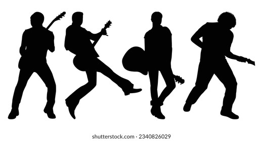 Musician or Musical bands Black Silhouettes Vector illustration