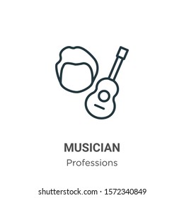 Musician outline vector icon. Thin line black musician icon, flat vector simple element illustration from editable professions concept isolated on white background