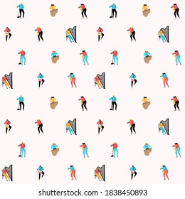 Musician pattern. Flat hand drawing. Festival wrapping