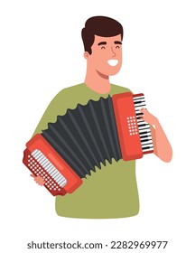Musician playing an accordion icon isolated