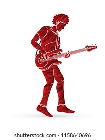 Musician playing bass, Music band graphic vector