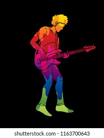 Musician playing bass, Music band graphic vector