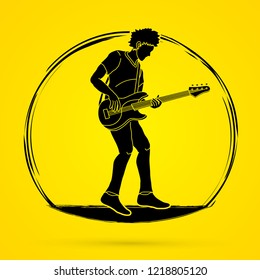 Musician playing bass, Music band graphic vector