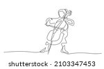 Musician playing cello. Continuous one line drawing. Cellist in minimalist style. Vector illustration