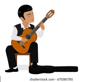 The musician is playing classical guitar
