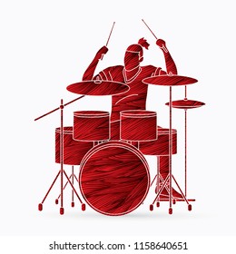 Musician playing Drum, Music band graphic vector