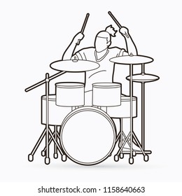 Musician playing Drum, Music band graphic vector