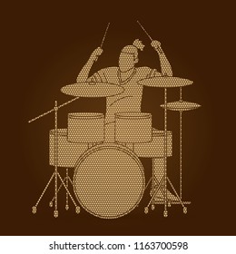 Musician playing Drum, Music band graphic vector