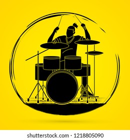 Musician playing Drum, Music band graphic vector