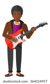 Musician playing electric guitar.