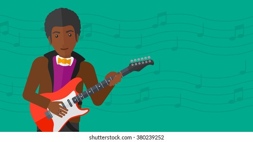 Musician playing electric guitar.