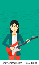 Musician playing electric guitar.