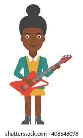 Musician playing electric guitar.