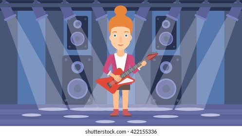 Musician playing electric guitar.
