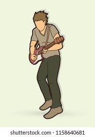 Musician playing electric guitar, Music band graphic vector