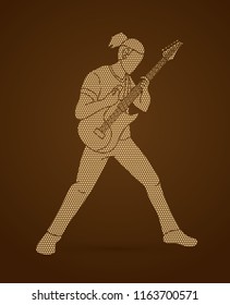 Musician playing electric guitar, Music band graphic vector