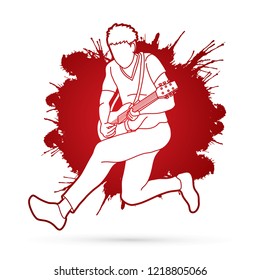 Musician playing electric guitar, Music band graphic vector.