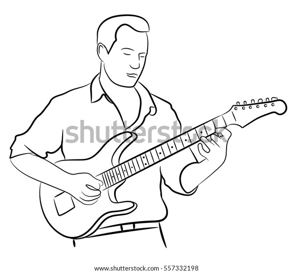 Musician Playing Electric Guitar On Stage Stock Vector (Royalty Free