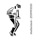 Musician playing jazz on trombone, freestyle abstract vector illustration