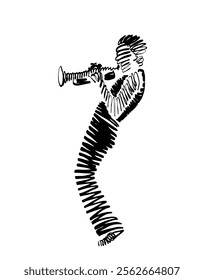 Musician playing jazz on trumpet, freestyle abstract vector illustration