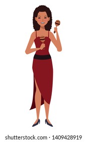 musician playing maracas avatar cartoon character vector illustration graphic design