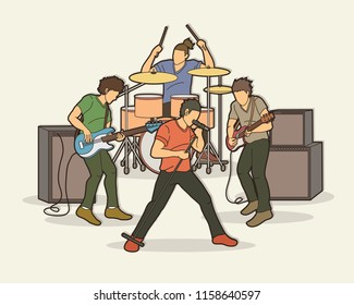 Musician playing music together, Music band graphic vector