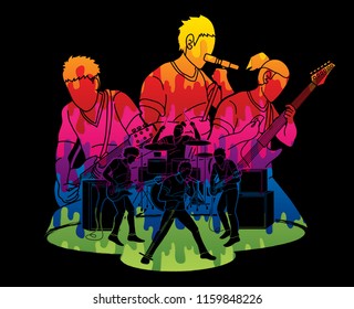 Musician playing music together, Music band, Artist graphic vector