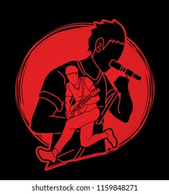 Musician playing music together, Music band, Artist graphic vector