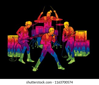 Musician playing music together, Music band graphic vector