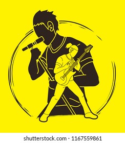 Musician playing music together, Music band, Artist graphic vector