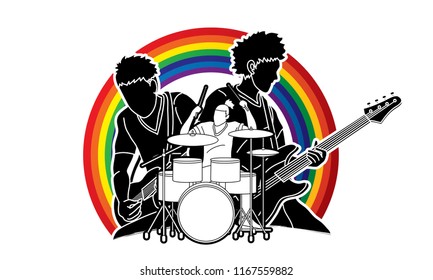 Musician playing music together, Music band, Artist graphic vector