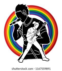 Musician playing music together, Music band, Artist graphic vector
