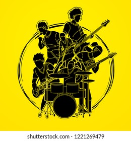 Musician playing music together, Music band graphic vector