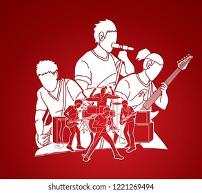 Musician playing music together, Music band, Artist graphic vector