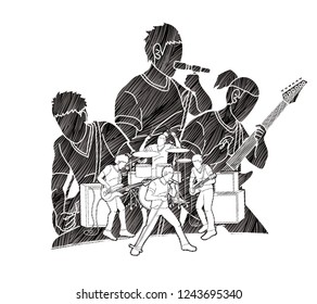 Musician playing music together, Music band, Artist graphic vector