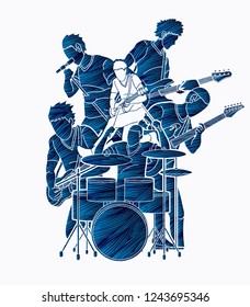 Musician playing music together, Music band graphic vector