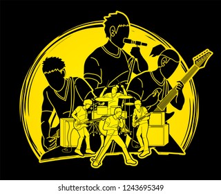 Musician playing music together, Music band, Artist graphic vector