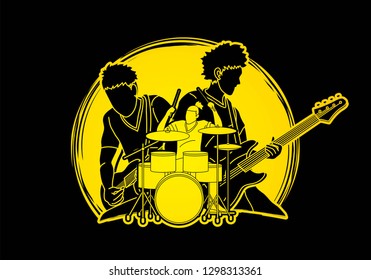 Musician playing music together, Music band, Artist graphic vector