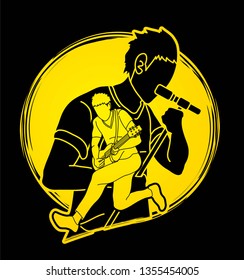 Musician playing music together, Music band, Artist graphic vector