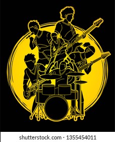 Musician playing music together, Music band graphic vector