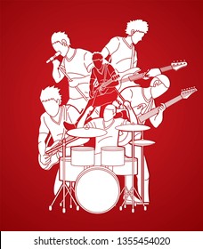 Musician playing music together, Music band graphic vector