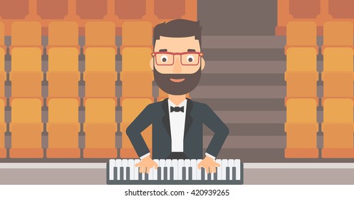 Musician playing piano.