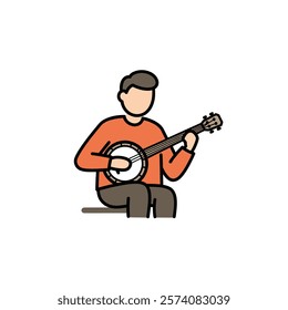 Musician playing traditional instruments on a white background