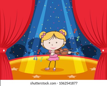 A Musician Playing Violin on Stage illustration