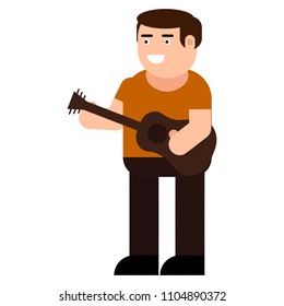 The musician plays the guitar icon, isolated on white background
