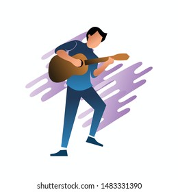 Musician plays guitar, vector illustration