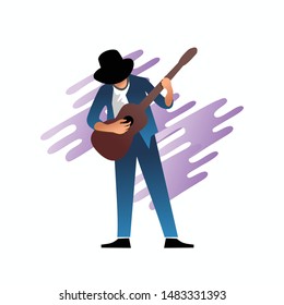 Musician plays guitar, vector illustration