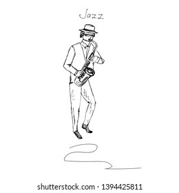 Musician with saxophone. Vector illustration.