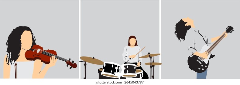 coleção de conjuntos de músicos do vetor